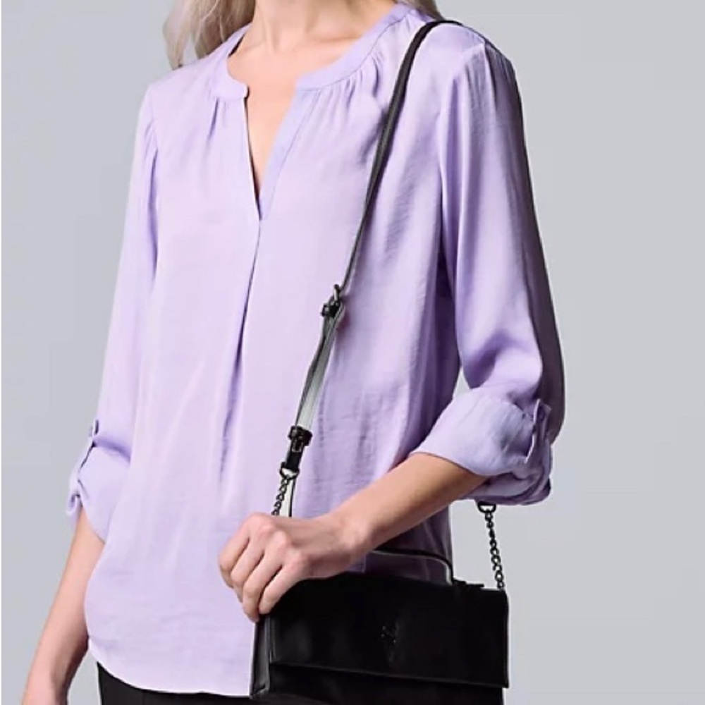 SIMPLY Vera Vera Wang Roll Tab sleeve blouse